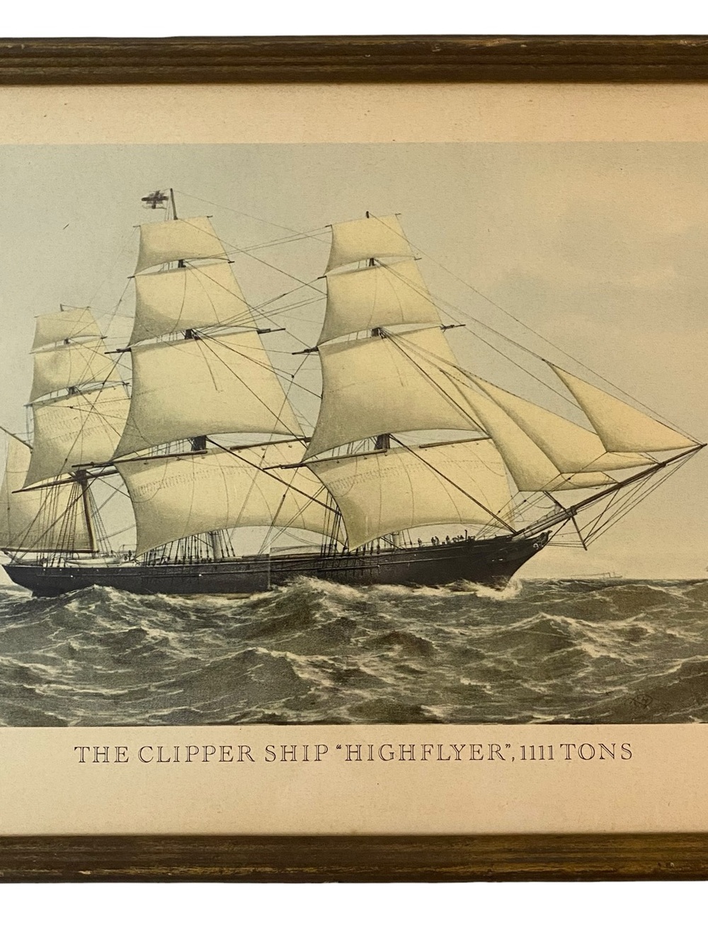 Vintage The Clipper Ship High Flyer Lithograph Framed Print Nautical - Picture 2 of 8